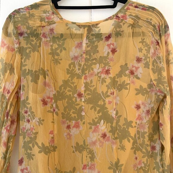 Sundance 100% Silk Yellow Long Sleeve Floral Boho Button Front Dress Size Small - Picture 10 of 13